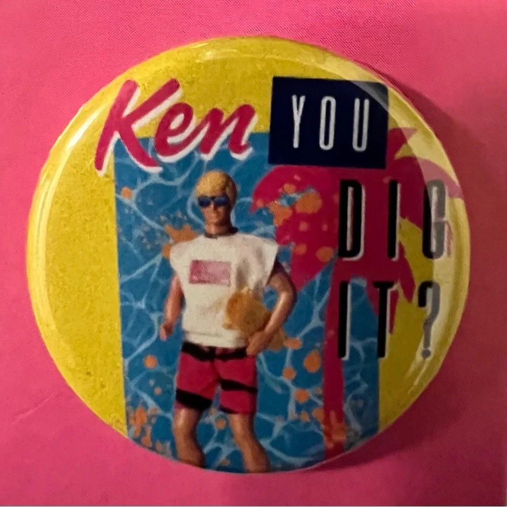 NEW Barbie 4-Piece Colorful Button Pin Set 1 2/8 Inches Diameter Made In U.S.A.